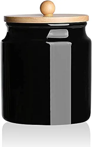 Miniatura 10 de Sweejar - Recipientes de cerámica para cocina, tarro de almacenamiento de alimentos de porcelana con tapa hermética de madera, recipiente