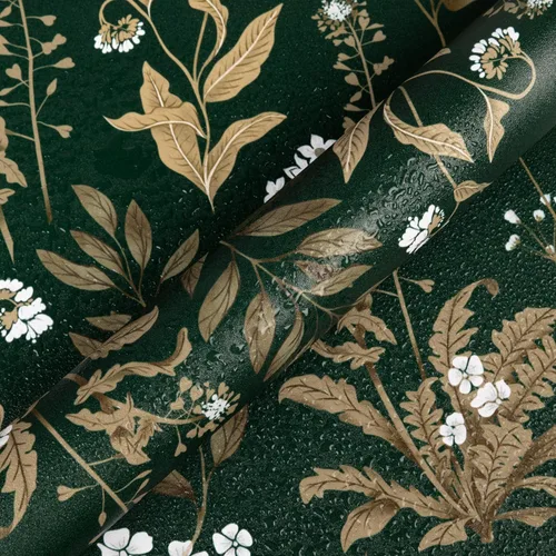 Miniatura 15 de Abyssaly Papel Tapiz Negro y Dorado Papel Tapiz Floral Oscuro Despegar y Pegar Papel Tapiz Vintage de Hojas Papel de Contacto Removible Autoadhesivo