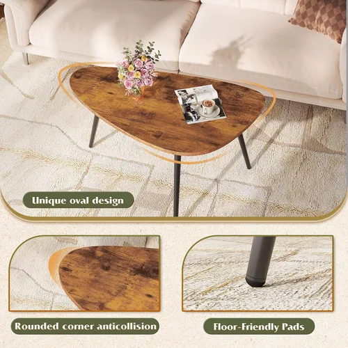 Miniatura 6 de WLIVE Mesas de centro ovaladas, mesa de centro moderna para sala de estar, mesa auxiliar para espacios pequeños, oficina en casa, fácil montaje