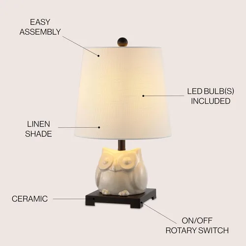 Miniatura 2 de JONATHAN Y JYL3014B Justina 16" lámpara de mesa LED mini de cerámica, estilo cabaña, transición, para recámara, sala de estar, oficina, habitación