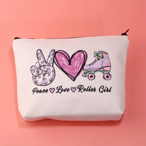 Miniatura 3 de JXGZSO Bolsa de maquillaje para patinaje sobre ruedas, bolsa de rodillo de amor de paz, bolsa de patinaje para fanáticos del equipo, regalo