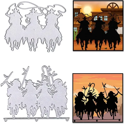 ABTOLS Troqueles de corte de vaquero de metal, troquelados para montar a caballo, plantillas en relieve, molde de plantilla para tarjetas, álbumes