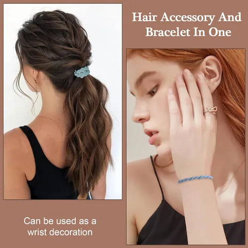 Miniatura 3 de Bandas para el cabello para mujeres y niñas, 20 pulseras bohemias para el cabello, lazos elásticos lindos para el cabello sin daños, bandas finas