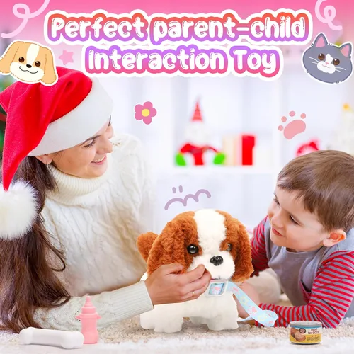 Miniatura 5 de Tagitary Juguetes de Peluche Cachorro Juguete Electrónico Perros que Caminan y Ladran, Movimiento de Cola Perro Falso Juguete Interactivo para Niños