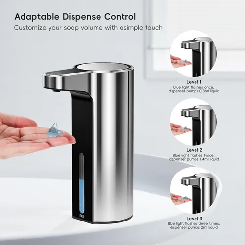 Miniatura 2 de EKO Aroma - Dispensador automático de jabón líquido de 9 onzas líquidas, recargable y resistente al agua para cocina y baño, con control de volumen