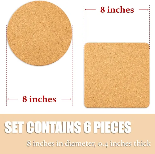 Miniatura 2 de Salvamanteles de corcho para platos calientes, ollas y sartenes, soportes para ollas para cocina, 8 pulgadas, paquete de 6 almohadillas calientes