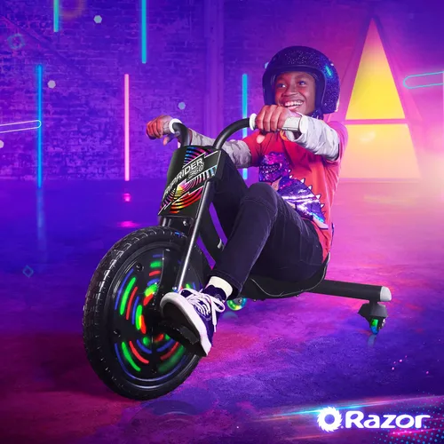 Miniatura 9 de Razor RipRider 360 Lightshow – Triciclo con ruedas traseras y con luces multicolor activadas por movimiento, triciclo de tres ruedas para derivar