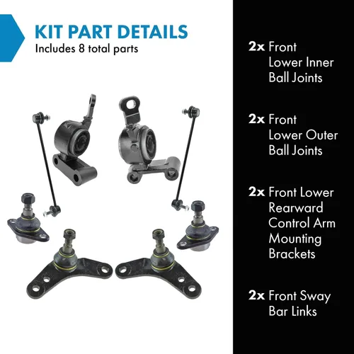 Miniatura 2 de TRQ Kit de suspensión delantera, brazo de control de rótula, soporte de montaje de barra estabilizadora, enlace estabilizador compatible con Mini