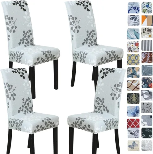 Miniatura 78 de SPRINGRICO Paquete de 6 fundas blancas para sillas de comedor, fundas elásticas para sillas de comedor con diseño floral, de elastano lavable