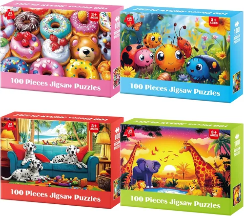 Miniatura 11 de Rompecabezas para niños de 6 a 8 y 8 a 10 años - Elefantes, granja, playa, perros, rompecabezas de 100 piezas para adultos mayores, rompecabezas