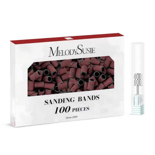 Miniatura 8 de MelodySusie - 100 bandas de lijado para brocas de uñas para lima eléctrica, de grano #80 grueso para limar uñas acrílicas, manicura y pedicura