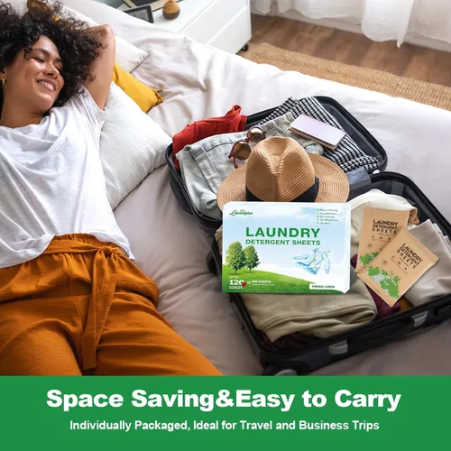 Miniatura 6 de Hoja de detergente para ropa, tiras de lavado ecológicas e hipoalergénicas, ingredientes naturales, ultraconcentrado, listo para viajar, sin jarra