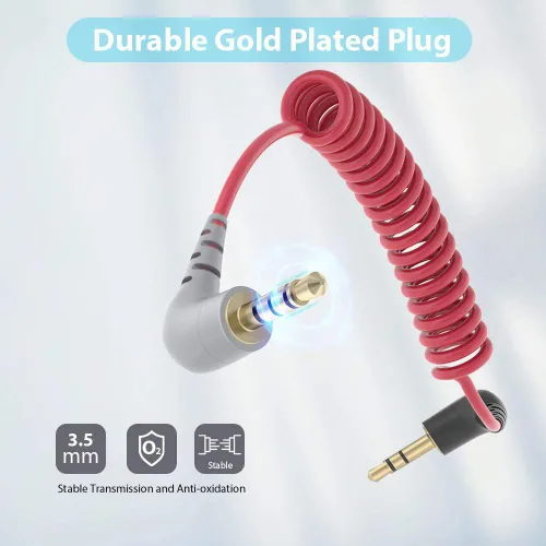Miniatura 3 de Cable adaptador TRS a TRRS de 0.138 in, cable de conexión de micrófono Lavalier para Rode SC7, cable de micrófono inalámbrico GO, cables