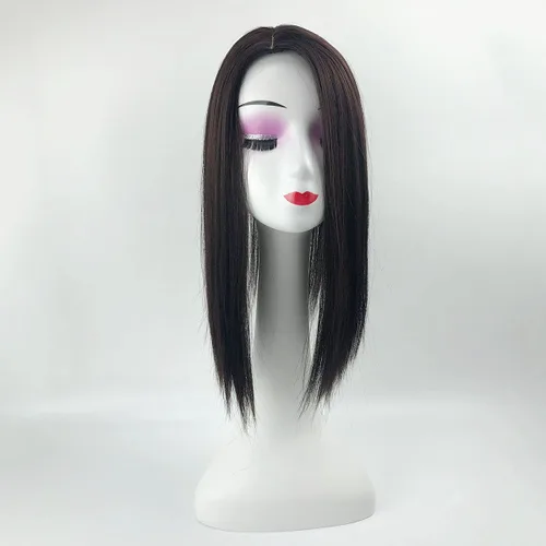Miniatura 5 de YYDS Mezcla natural Snythetic, para mujer, pérdida de cabello, parte derecha, de seda, con clip (12# marrón cálido)