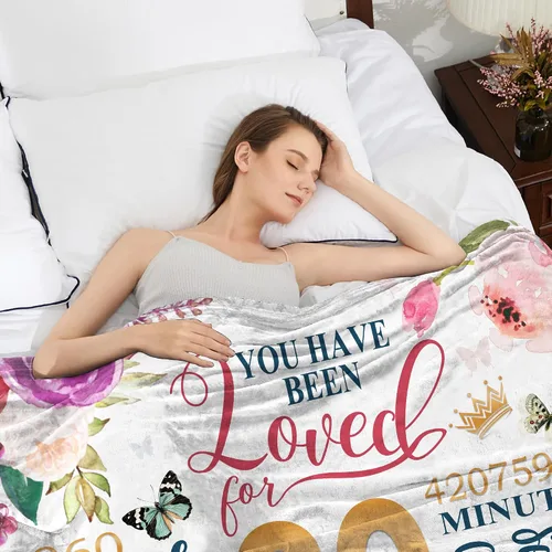 Miniatura 7 de Manta de Regalo de Cumpleaños 80 para Mujeres 50*60, Ideas de Regalo de 80 Cumpleaños Feliz, Decoraciones de 80 Cumpleaños, Regalos para Mujeres que
