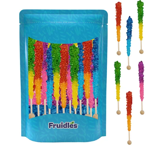 Paletas de caramelo Rocksicles multicolor Pops, surtido de colores y sabores, caramelo de roca sin envolver (paquete de 6)