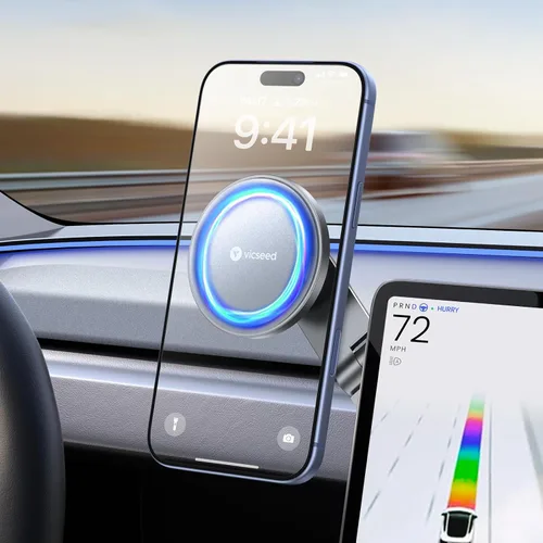 Miniatura 12 de VICSEED Soporte para teléfono Tesla. Potencia magnética más fuerte: soporte plegable oculto para teléfono Tesla compatible con todos los teléfonos