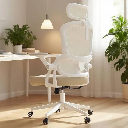 Miniatura 14 de Monhey Silla de oficina ergonómica con soporte lumbar, reposacabezas y brazos abatibles, altura ajustable, mecedora, giratoria, multiángulo de 90° a
