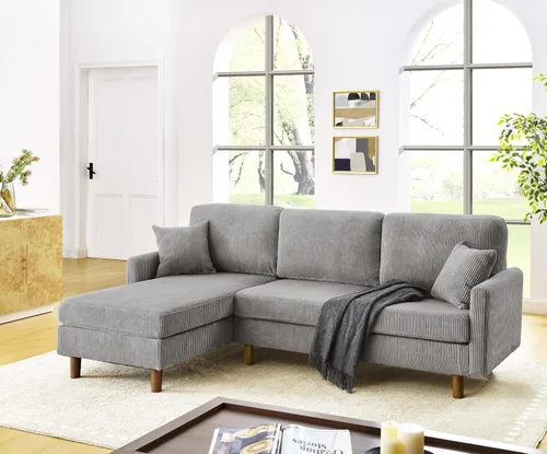Miniatura 19 de Eafurn Sofá modular simétrico en forma de U con diván doble, moderno sofá esquinero tapizado de pana de gran tamaño, asiento profundo, cómodo sofá