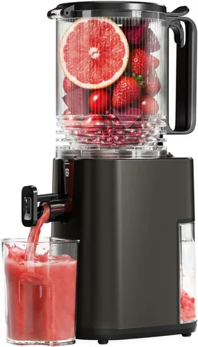 Exprimidor de prensa en frío, máquina extractor de jugo de canal de alimentación de 5.5 pulgadas de ancho, exprimidor de masticación lenta para