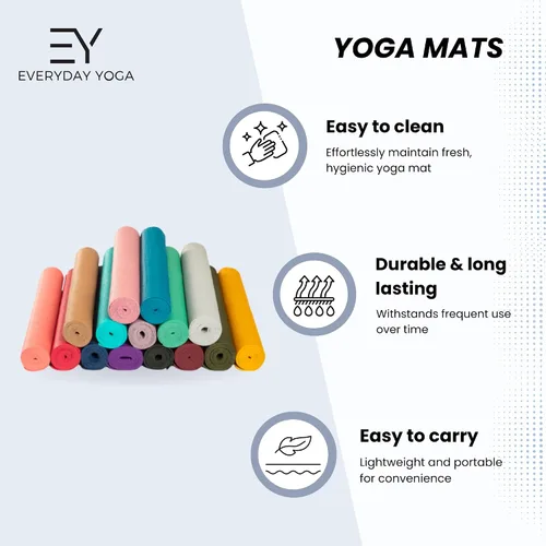 Miniatura 4 de Everyday Yoga Estera Deluxe, espaciosa de 72"x24" antideslizante para cómodos entrenamientos en casa, extra gruesa de 3-5mm
