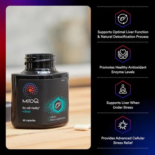 Miniatura 2 de MitoQ +Hígado - Suplemento hepático avanzado con cardo mariano altamente biodisponible, colina, mitoquinol de selenio - Apoya el metabolismo