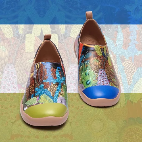 Miniatura 3 de UIN - Tenis de arte floral de moda, zapatos de lona pintada, sin cordones y de viaje para mujer