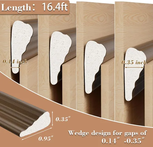 Miniatura 2 de Paquete de 3 tiras de sellado de puerta de 16.4 pies, aislamiento de espuma adhesiva para ventana para invierno, tapón de insonorización para sello