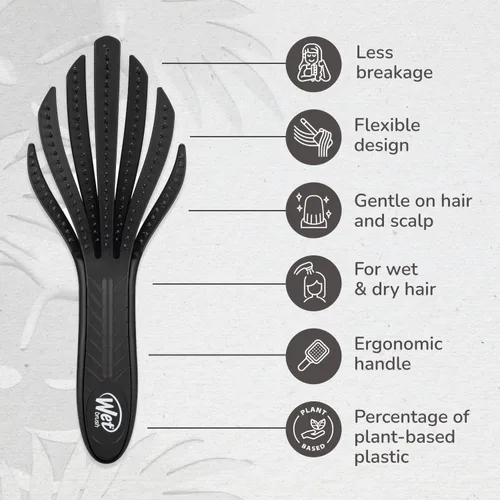 Miniatura 4 de Wet Brush Go Green Cepillo desenredante para rizos, negro, cerdas desenredantes IntelliFlex ultrasuaves que se deslizan a través de los enredos