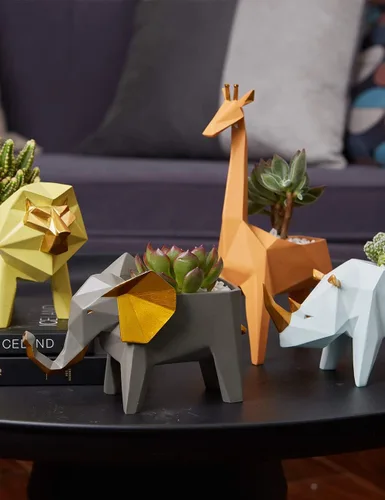 HAUCOZE Maceta de estatua de elefante, maceta para suculentas, escultura de animal moderna, decoración del hogar, regalo para sala de estar,