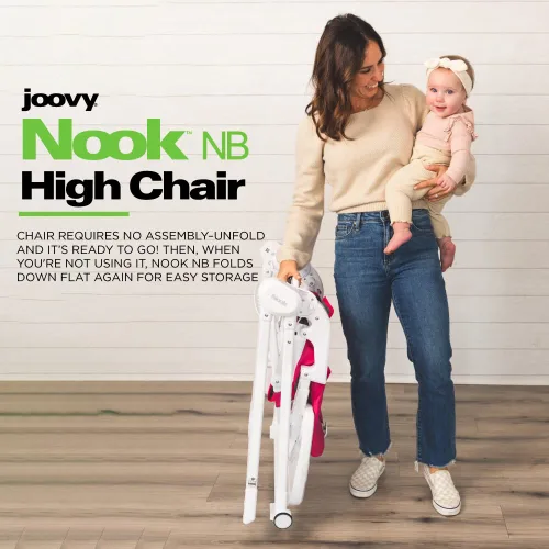 Miniatura 6 de Joovy Nook NB - Silla alta con bandeja abierta ajustable de cuatro posiciones, asiento reclinable de 3 posiciones y ruedas delanteras para mayor