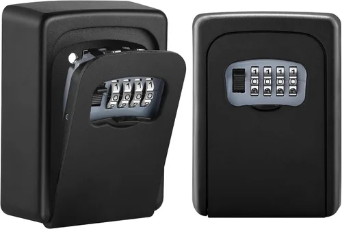 Miniatura 9 de Caja de bloqueo de llaves montada en pared, caja de bloqueo con combinación de 4 dígitos a prueba de intemperie para exteriores, caja de bloqueo