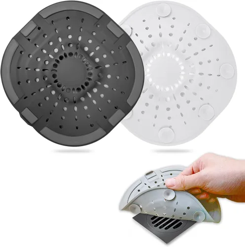 Miniatura 14 de Recolector de cabello cuadrado con ventosas para desagüe, tapón de silicona para ducha, fácil de instalar para baño, tina y cocina, 2