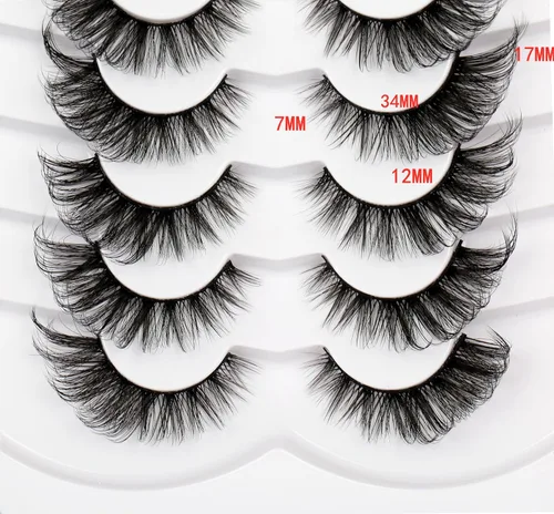 Miniatura 116 de Pooplunch - Pestañas postizas finas de visón sintético, estilo ojo de gato, naturales, cruzadas, tipo racimo, efecto 8D de volumen, tiras