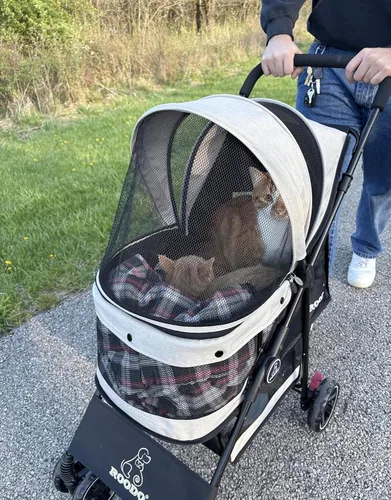 Miniatura 2 de ROODO Cochecito de 4 Ruedas para Perros y Gatos Mascotas, el Mejor Ligero Plegable Compacto Portátil Jogger Todo Terreno Viaje Equipo para Mascotas