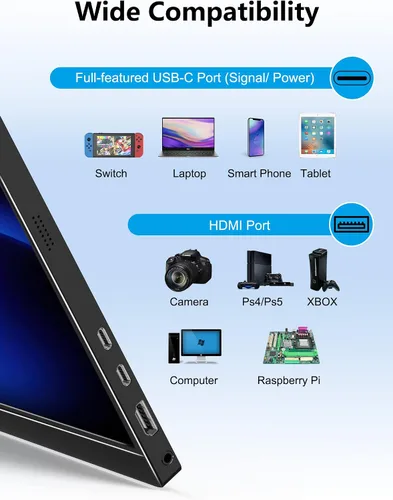 Miniatura 5 de MAGICRAVEN Monitor portátil de 2.5 K, pantalla de computadora portátil QHD IPS de 17.3 pulgadas, VESA USB C HDMI segunda pantalla de juegos con 2