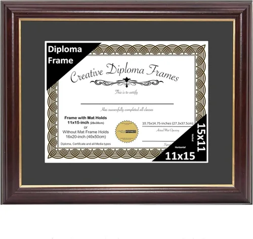 Miniatura 74 de Creative Picture Frames Marco para Diploma de Caoba con Borde Dorado de 12x16 pulgadas con Vidrio y Paspartú Negro y Colgadores de Pared Instalados
