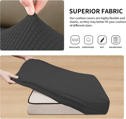 Miniatura 4 de Easy-Going - 4 Fundas de cojín elásticas para sofá seccional, izquierda/derecha, en forma de L, funda de asiento antideslizante, suave
