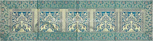Miniatura 5 de Brocade - Camino de mesa de café jacquard verde oscuro, rectangular, bohemio, tradicional, decoración de sala de estar, elefante pavo real, mantel