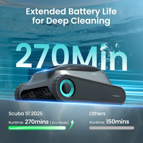 Miniatura 2 de Limpiador robótico de piscinas Aiper S1 (actualización 2026), plan de limpieza semanal personalizado, tiempo de ejecución de 270 minutos, limpieza