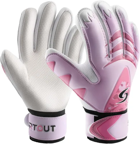 Miniatura 23 de Sportout Guantes de portero para niños, guantes de fútbol con doble protección en la muñeca y material de látex resistente al desgaste y Azul