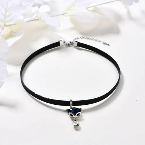 Miniatura 3 de LVEN - Gargantilla negra para mujer, collar de tono doradoplateado con elegante dije