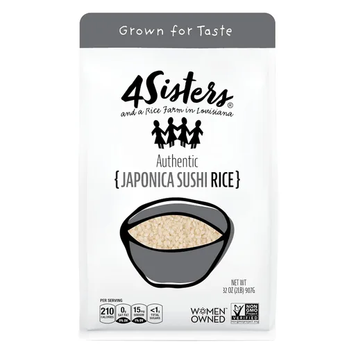 4Sisters - Auténtico arroz japonés de sushi de grano corto - Cultivado de forma sostenible - Propiedad de mujeres - De la granja a la mesa - 2 libras