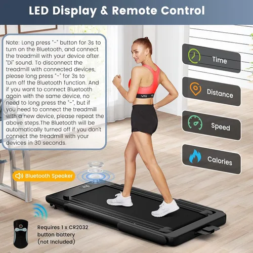 Miniatura 5 de GYMAX Almohadilla para caminar, 2 en 1, instalación gratuita debajo del escritorio, con monitor LED, aplicación inteligente/control remoto y altavoz