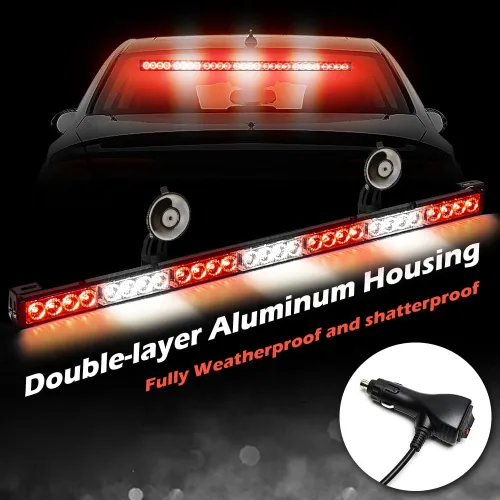 Miniatura 2 de Luces de emergencia rojas y blancas de 32 pulgadas para vehículos, 28 LED, luces de asesor de tráfico, luz de advertencia para parabrisas de Rojo