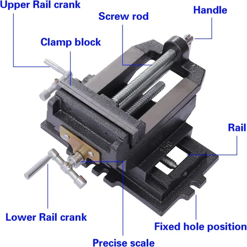 Miniatura 3 de Futchoy Tornillo de prensa de taladro de diapositiva cruzada de 6 pulgadas, mesa de banco compuesto, abrazadera de carpintería, accesorio