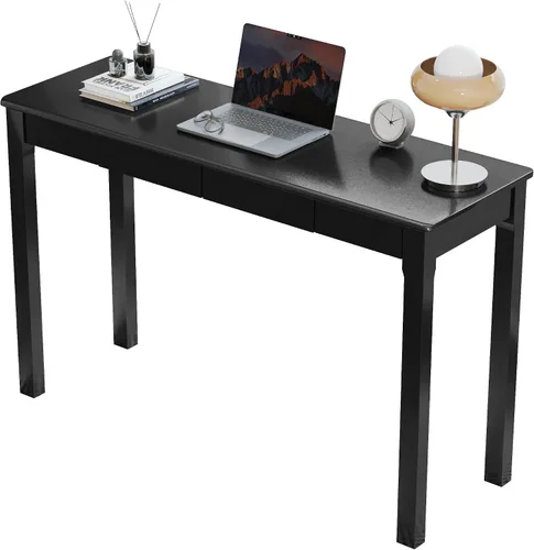 Miniatura 15 de Escritorio de madera maciza con cajones, escritorios estrechos simples de 24 x 16 pulgadas, mesa de estudio de madera de goma, escritorio pequeño