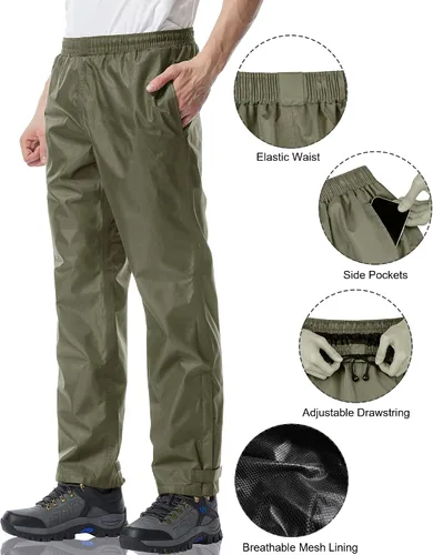 Miniatura 3 de iCreek Pantalones de lluvia para hombre, impermeables, resistentes al viento, ligeros, para senderismo, trabajo, lluvia, al aire libre, para golf
