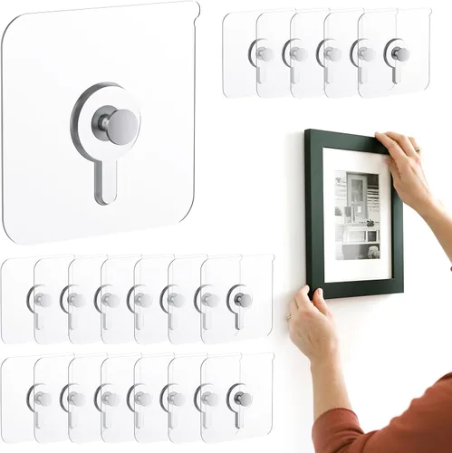 Miniatura 9 de 12 ganchos para colgar fotos sin clavos, carga de 20 libras, ganchos para colgar fotos, ganchos adhesivos impermeables para baño, cocina, ganchos