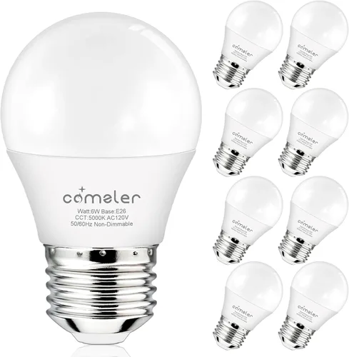 Miniatura 11 de comzler Bombilla pequeña de 6 W, luz blanca cálida de 2700 K, equivalente a 60 vatios, base de tornillo estándar E26 con forma A15/G45 para 2700K